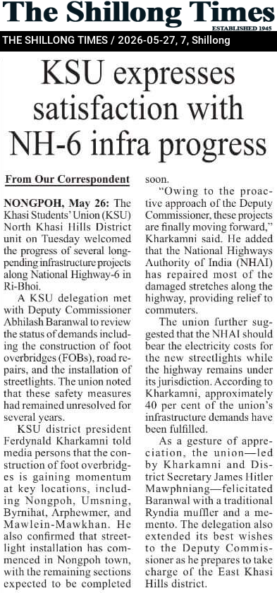 KSU expresses satisfaction with NH-6 infra progress