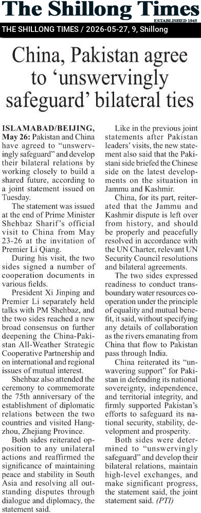China, Pakistan agree to ‘unswervingly safeguard’ bilateral ties