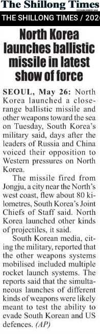 North Korea launches ballistic missile in latest show of force