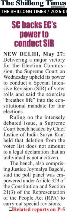 SC backs EC’s power to conduct SIR