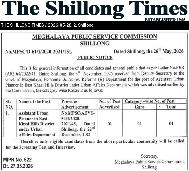 MEGHALAYA PUBLIC SERVICE COMMISSION