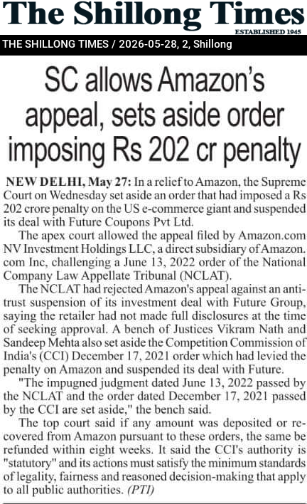 SC allows Amazon’s appeal, sets aside order imposing Rs 202 cr penalty
