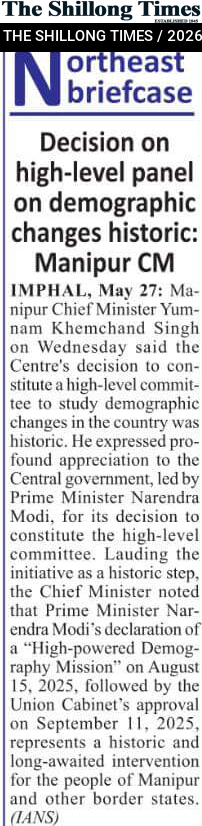 Decision on high-level panel on demographic changes historic: Manipur CM