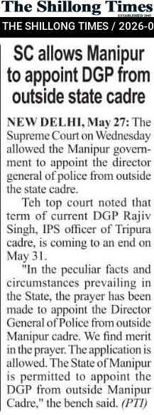 SC allows Manipur to appoint DGP from outside state cadre